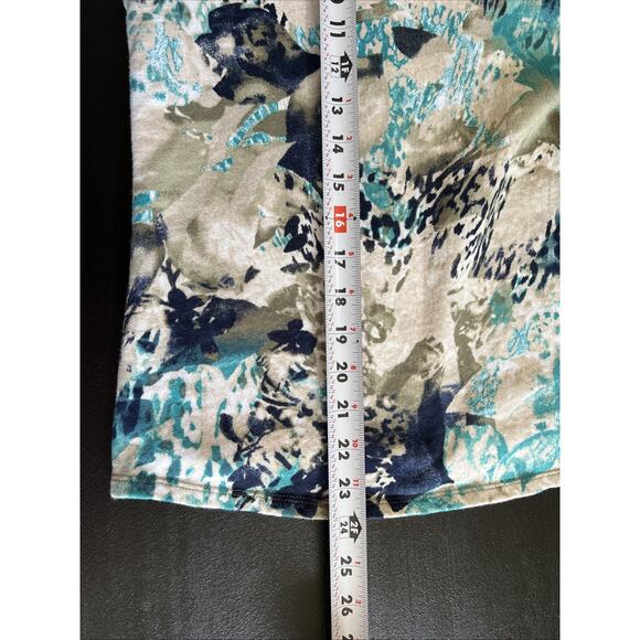 Weekends By Chico's Sweatshirt Womens XL Blue Watercolor Cotton Terry Boxy Boho - Picture 10 of 11